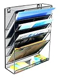 Offixpro Six Tier Black Hanging Wall Mounted Steel Mesh File Organizer