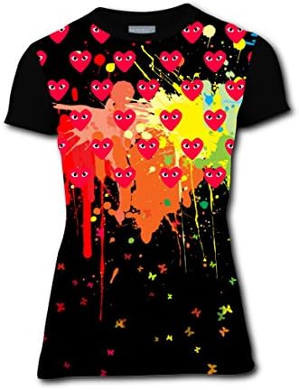 Fashion Comme-Des-Garcons Women 3D Printed Short Sleeve tees Round Neck T shirts S