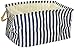 GreenForest Cotton Blend Linen Convenient Collapsible Storage Bin Basket with Totes,Closet Drawer,Blue Strips 14(L) x12(W) x10(H) Inches.