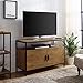 Entertainment Center TV Media Stand by Aaron Furniture Designs | with Two Doors and Storage Shelves | Sturdy | Easy Assembly | Brown Oak Wood Look Accent Furniture with Metal Frame