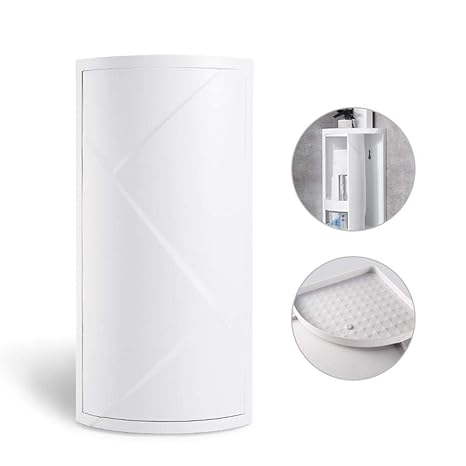 Yeldou Corner Cabinet Heavy Rotating Hidden Bathroom Corner Shelf