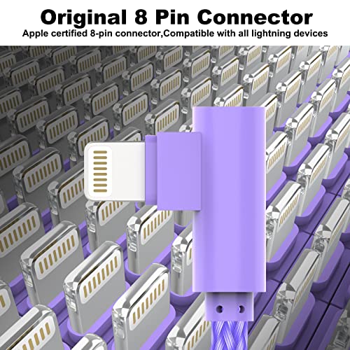 iPhone Charger 10FT 90 Degree Lightning Cable MFi Certified 3 Pack Long Lightning Cable Nylon Braided Right Angle iPhone Cord Compatible with for iPhone13/12/11/X/8/7/6/6/5/SE/iPad/iPod(10Feet)