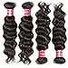 Nadula Brazilian Virgin Hair With Closure Natural Wave Hair Bundles With 4×4 Free Part Lace Closure 8A Brazilian Natural Wave Weave Cheap Remy Human Hair Entension Natural Color (16 18 20+14 Closure)