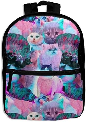 Kids Shoulder Backpack Space Cat Stack Adjustable 3D Printed School Bag For Boy Girl