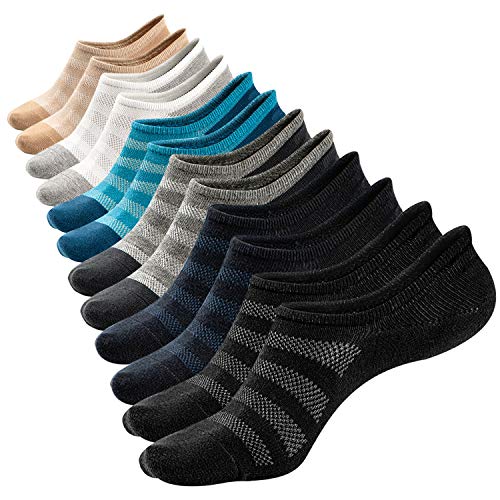 M&Z Mens Low Cut No Show Casual Mesh Cotton Non-Slip Socks 6PackSize S : US Shoe Size 5-8