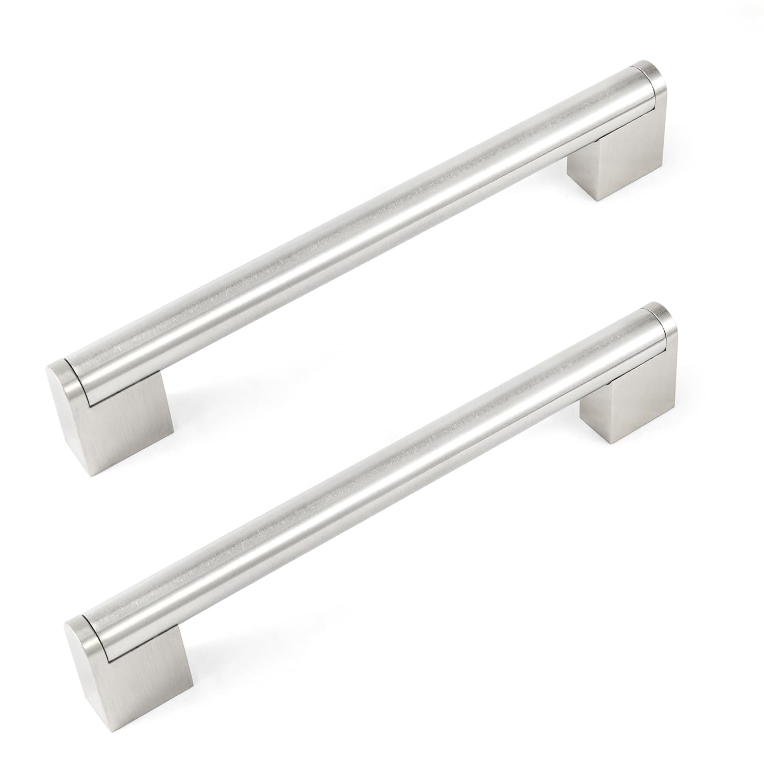 FULGENTE Cabinet Handle Pulls, Stainless Steel Boss Bar Furniture Hardware Replacement Satin Nickel Mordern European Kitchen and Bathroom Drawer Pulls, 160mm Hole Centers -10 Pack