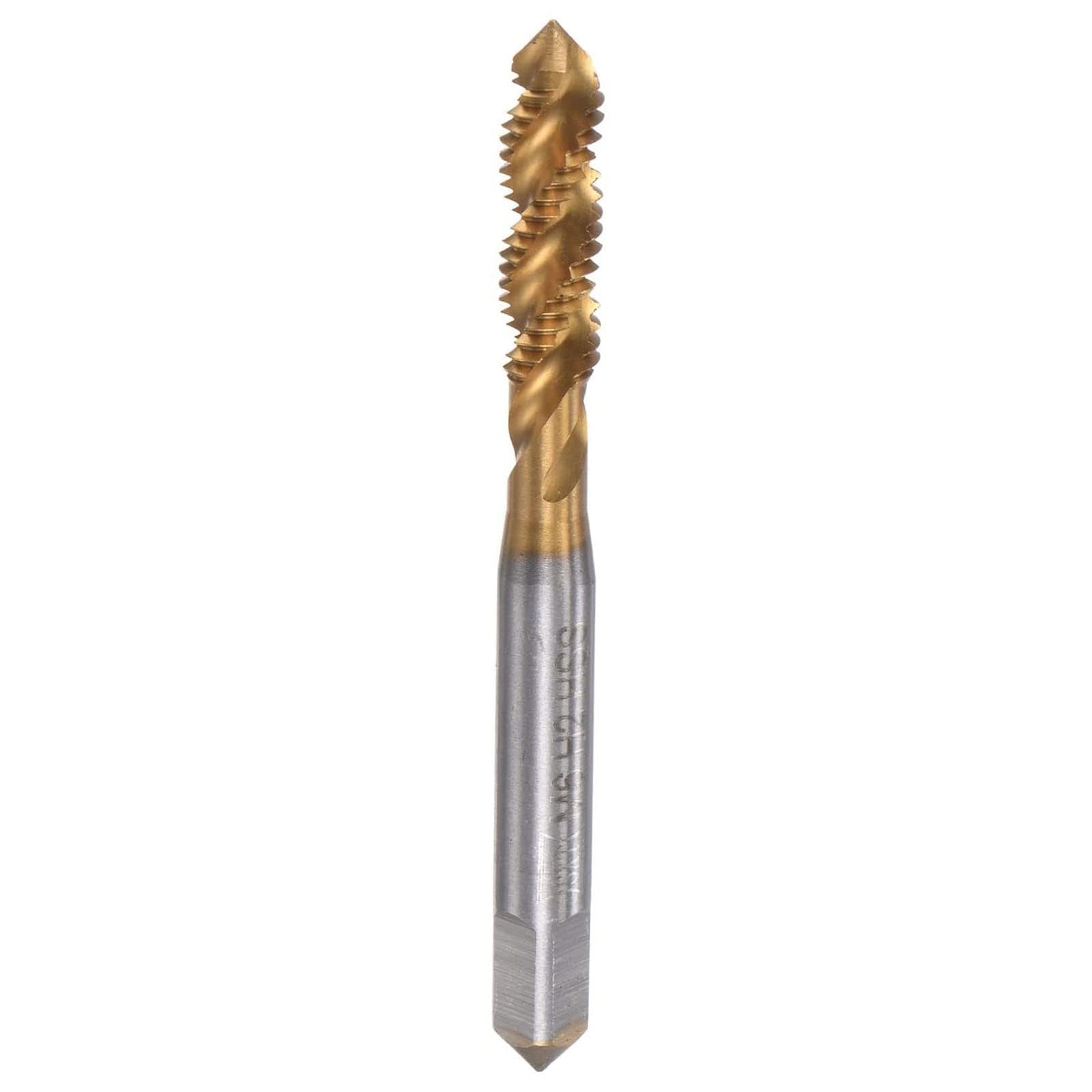 TOP-VIGOR M6 Spiral Flute Tap, Metric Machine Threading Tap H2 Tolerance Titanium Plated Thread Screw Tap HSS 6542 Tapping Tool