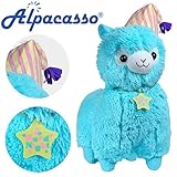 KSB 17'' Blue Good Night Plush Alpaca, 100% Plush Stuffed Animals Toys, Best Birthday Gifts for Kids.(Nightcap)