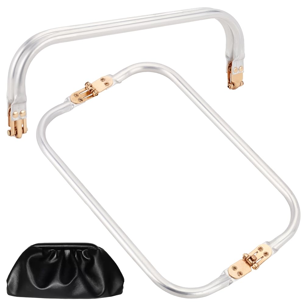 PH PandaHall 2pcs Aluminum Purse Frame, 10.2'' Arch Purse Frame Inner Kiss Clasp Lock Handle Metal Purse Frame Tubular Frame Replacements for DIY Purse Handbag Clutch Sewing Repair Bag, Platinum