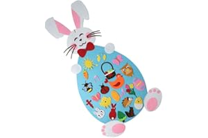 KISANGEL Felt Rabbit Ornament Felt Easter Decorations Kids DIY Felt Easter Bunny with Detachable Ornaments Easter Wall Hanging Decoration Easter Party Favors for Kids Toddlers Easter Wall Decorations