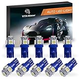 YITAMOTOR 10 PCS T10 Wedge 5-SMD 5050 Ice Blue LED Light Bulbs W5W 2825 158 192 168 194 12V DC