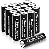 Bonai 16 Pack 2800mAh AA Rechargeable Batteries 1.2V Ni-MH Low Self Discharge - UL Certificate