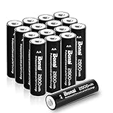 BONAI 16 Pack 2800mAh AA Rechargeable Batteries 1.2V Ni-MH Low Self Discharge - UL Certificate