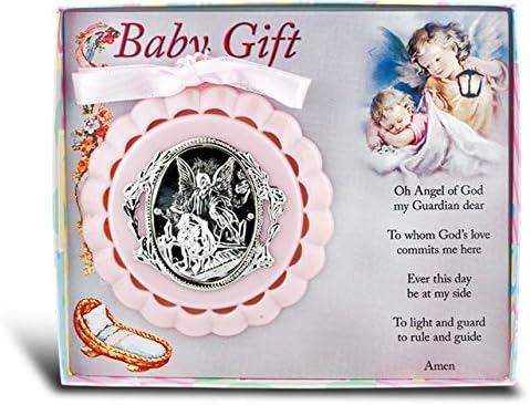 3.5" Guardian Angel Pink Crib Medal Baby Gift