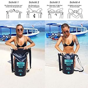 KUPBOX Dry Bag 20L,wasserdichte Tasche mit Verstellbarem Gurt, Dry Bag,100% wasserdichte Packsäcke für Wassersport,Boot Kajak, Angeln, Rafting,Camping usw.Mehrweg-Verpackung. (schwarz, 20L) 4 Schnorchelmasken 51U7aQQuZAL. SS300 Kupbox Dry Bag wasserdichte Tasche ist Ihre ideale Auswahl!