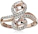 18k Rose Gold Over Sterling Silver Morganite and Created White Sapphire Ring, Size 8