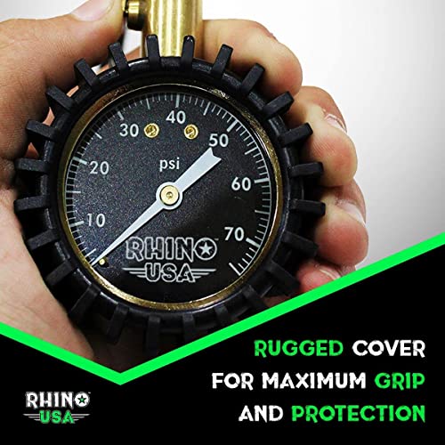 Rhino USA Heavy Duty Tire Pressure Gauge (075 PSI) Certified ANSI