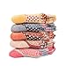 Yannk Women's 5 Pair Pack Vintage Style Cotton Crew Socks (SK32-1-A)