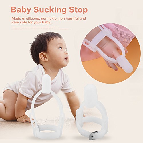 Baby Stop Thumb Sucking Non-Toxic Silicone Kids Finger Guard Stop Thumb Forefinger Sucking Wrist Band Treatment Kit to Stop Infant Finger Sucking(Index Finger Type)