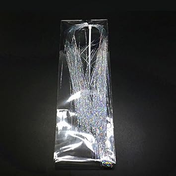 SPA Flat Glittering Crystal Flash Colorful Fibers Tinsel Hair for Nymph (Laser Silver) -Set of 3 Pieces