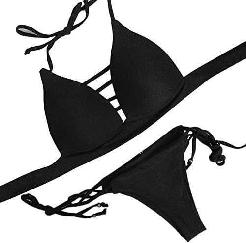 Luckyauction Women Sexy Bandage Push Up Bikini Set with Side-tie Bottom