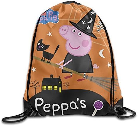 Drawstring Backpack Bag Peppa Pig Peppas Halloween Nylon Home Travel Sport Storage