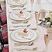 125 Pieces Premium Quality Heavyweight Tableware/Elegant Plastic Disposable dinnerware: 25 Dinner Plates, 25 Salad or Dessert Plates & 25 Polished Gold Forks Knives & Spoons - Bonus 25 Dessert Forks
