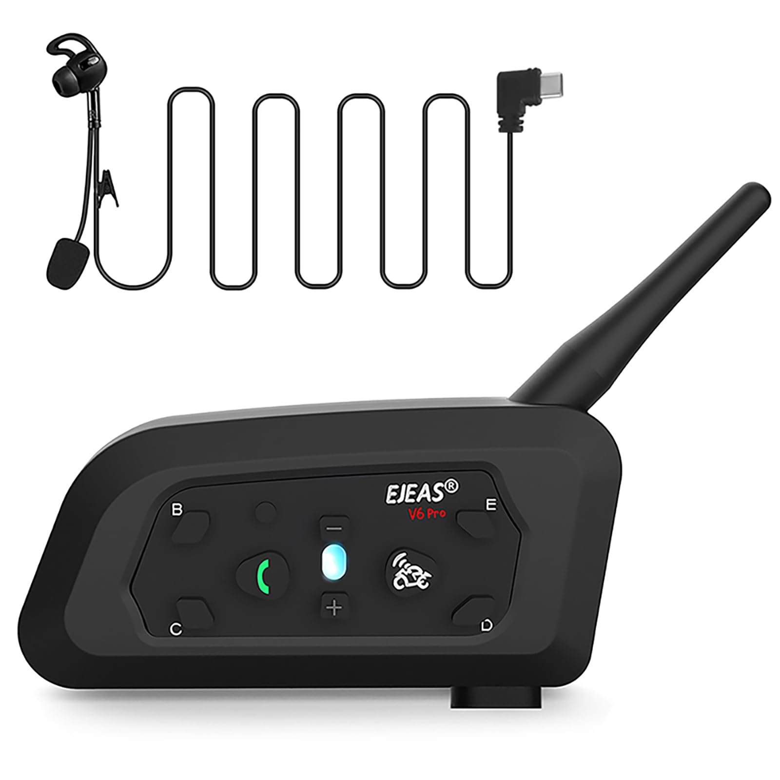 EJEAS V6C Professional Football Referee Bluetooth Intercom Headset, 800M 2 People Full Duplex Talking at The Same Time Interphone for Soccer and Handball Referees(1 Pack)