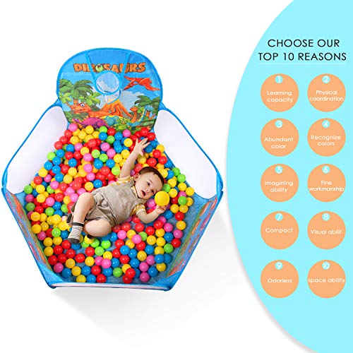 DESIPESI Ball Pit for Kids, Dinosaur Ball Tent Ball Pit with Basketball