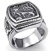 KONOV Mens Stainless Steel Ring, Vintage Gothic Crown Leo King Signet, Black, Size 11