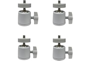 Universal 1/4" Swivel Mini Ball Head Tripod Mount 360 Degree Rotating Adapter for DSLR Cameras, Tripods, Monopods, Black (whi