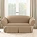 SureFit Cotton Duck 1-Piece - Sofa Slipcover - Natural/Cocoa (SF40803)