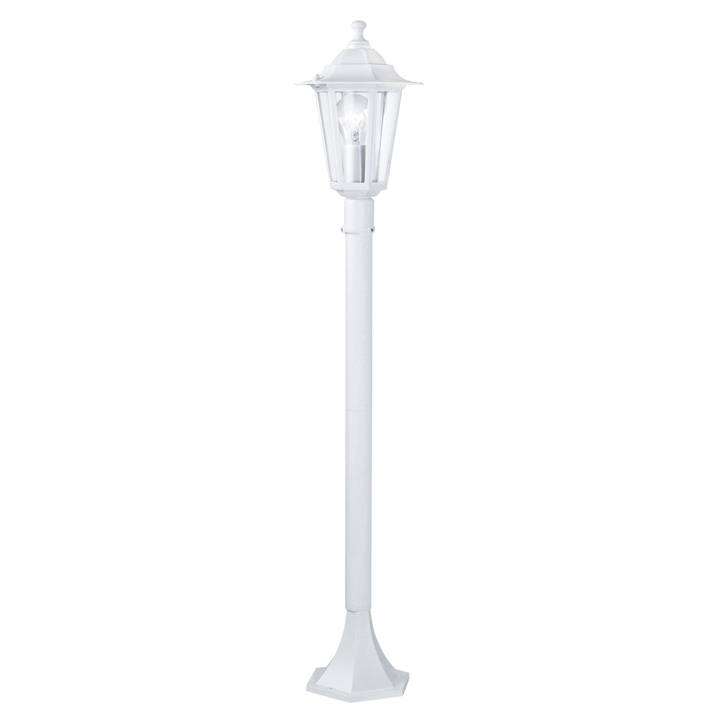 Eglo Laterna 5 Outdoor Lamppost, Victorian Style Electric Garden and Driveway Light, White Cast Aluminium and Clear Glass Lantern, E27 Socket, IP44