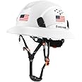 GREEN DEVIL Full Brim Hard Hat Vented Construction Safety Helmet OSHA Approved Cascos De Construccion ABS Work Hardhat for Men&Women 6 Point Adjustable Ratchet Suspension Custom Pattern Design