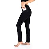 Yogipace Petite/Regular/Tall Women's Slim Fit Straight Leg Yoga Pants Lounge Everyday Pants wtih Side Pockets