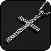 925 Sterling Silver Cross Necklace for Men, 1.57 Inch Oxidized Antiqued Cross Pendant with 20+2 Inch Adjustable Steel Box Chain, Vintage Style Cross for Men Women