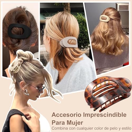 Horquillas Planas para Cabello, Pinzas para el Cabello Planas y Curvas para Mujeres Cómodas, Pinzas Ergonómicas Curvas para el Cabello Antideslizante para Cabello Grueso y Fino