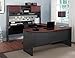 Ameriwood Home Pursuit U-Shaped Desk with Hutch Bundle, Cherry
