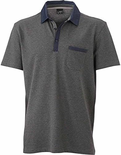 James & Nicholson Men's Plain Button Down Short Sleeve Polo Shirt