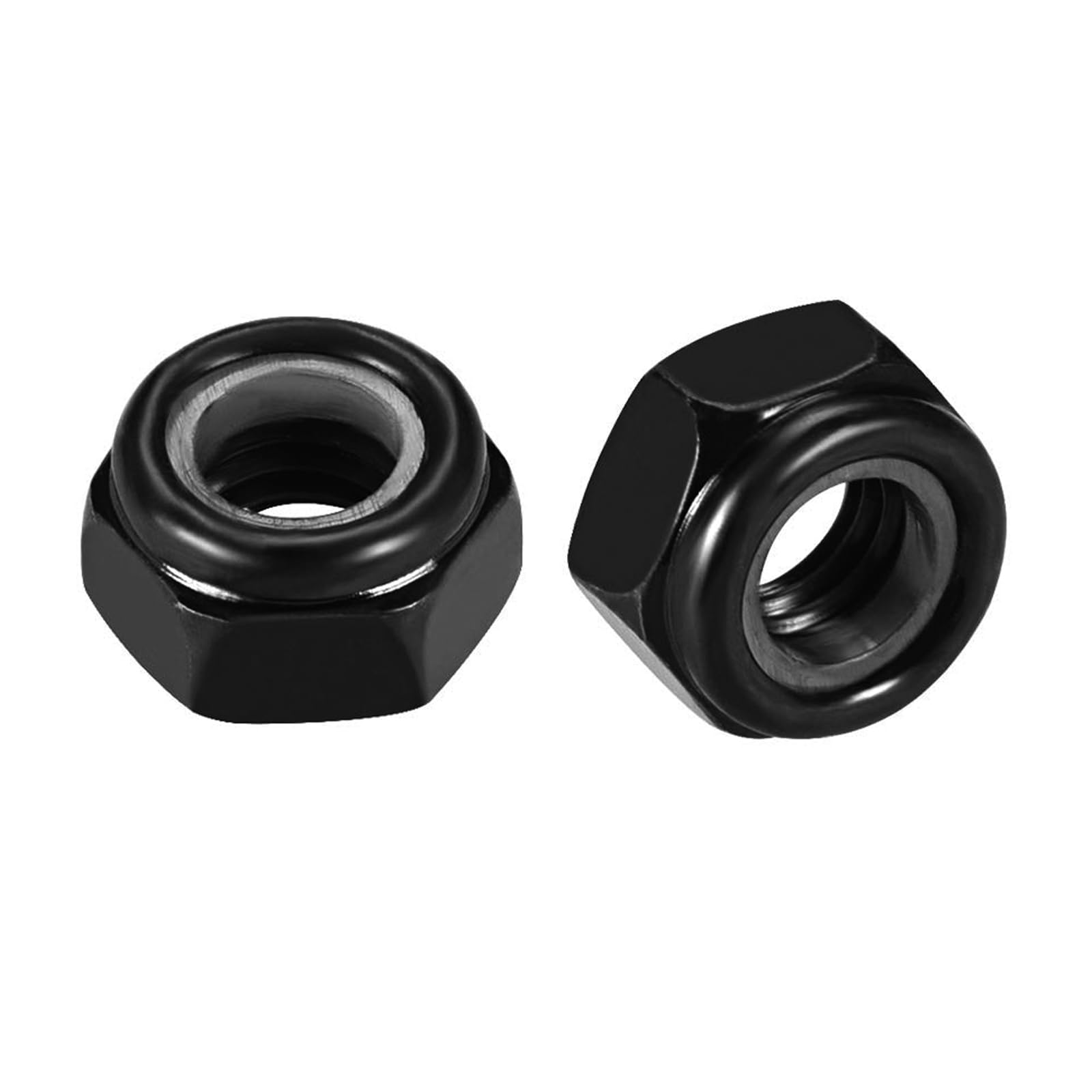 TA-VIGOR 50Pcs Hex Lock Nuts, M6 x 1mm Threaded Carbon Steel Nylon Insert Self-Locking Nuts Black for DIY & Motoring Projects