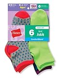 Hanes Girls` Fashion ComfortBlend®Ankle Socks 6-Pack