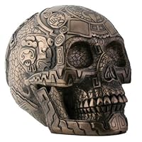 SUMMIT COLLECTION Bronze Aztec Skull with Engraving Collectible Statue