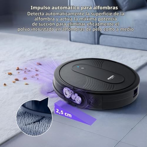 Robot Aspirador,Robot Aspirador y Fregasuelos 4000Pa Presión de Succión, Autonomía 140 Minutos, Sensores Anticaídas y Cepillo Multifunción, TotalSurface, App Control