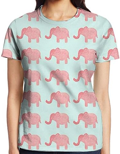 UEBDLQZ Women's Short Sleeve Elephant T-Shirt Cotton Tee Full 3D Graphic Printed