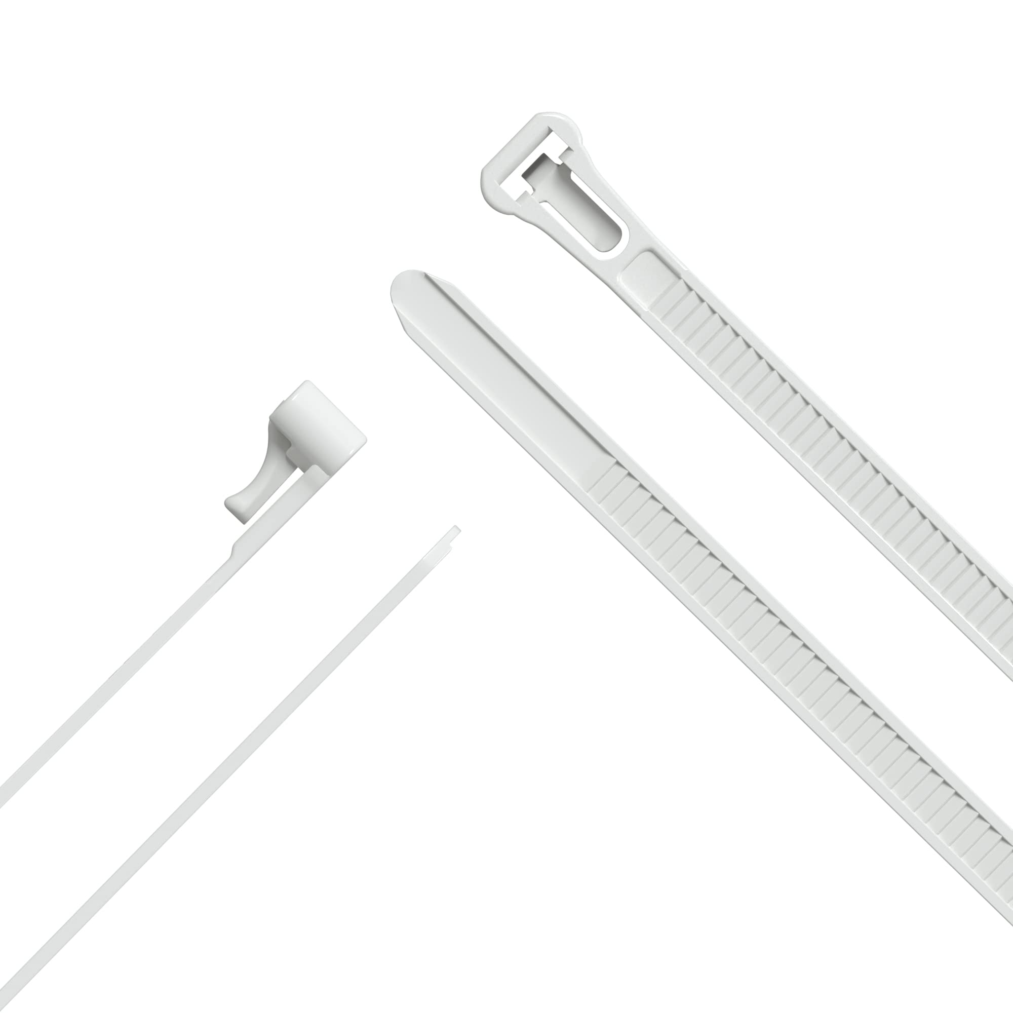 KabelDirekt – Reusable Cable Ties – (7.4mm x 300 mm) – (Reusable Cable Ties, 100 Pieces, Flexible Nylon, White) – Top Series