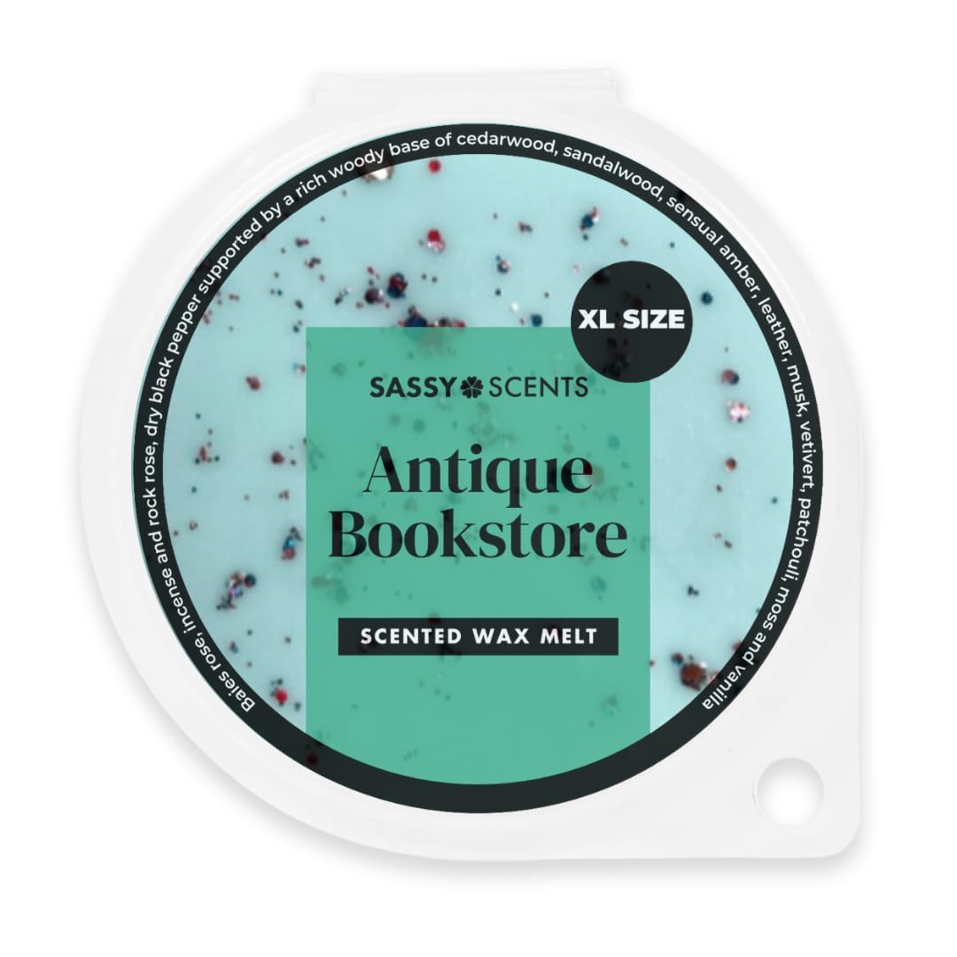 Sassy Shop Wax - Scented Wax Melt, Antique Bookstore - Organic Soy Blend Wax Melts - Luxurious, Long-Lasting Fragrances for Any Living Space - Vegan Friendly, XL Size 70g