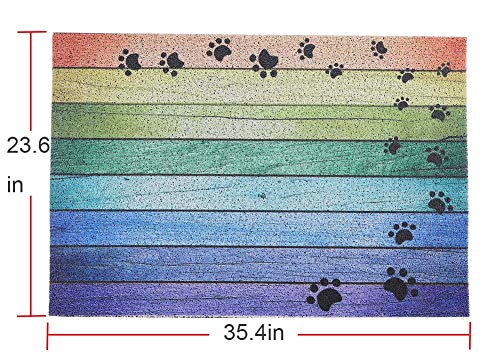 Darkyazi 23.6" x 35.4" Colorful Doormats Entrance Front Door Rug Funny Outdoors/Indoor/Bathroom/Kitchen/Bedroom/Entryway Floor Mats,Non-Slip Rubber (Dog paw Print)