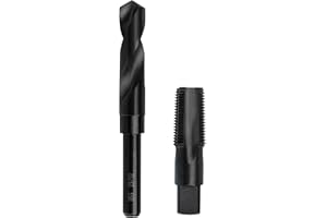 RURITKIT 1/2-14 NPT Pipe Tap and 23/32" drill Set, Carbon Steel Hand Threading Plumbing Tap Set for Plumbers Mechanics DIY Thread cutting tools