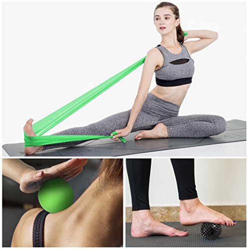 6 in 1 Massage Foam Roller Kit 18" Large Foam Roller with Muscle Roller Stick 1 Resistance Band & 2 Massage Balls for Physical Therapy Injury Prevention Stretching Yoga & Trigger Point