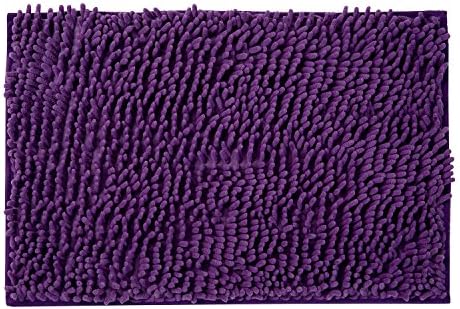 Premium Non-Slip Bathroom Mat By NordIQ Light - Large Absorbent Microfiber Bath Rug - Soft & Shaggy Chenille Noodle Surface - Non-Skid Backing - Available In Multiple Vibrant Colors (Purple)